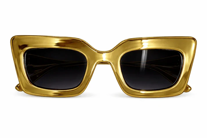 Gouden Rechte Partybril - Zonnebril voor festival & fout goud