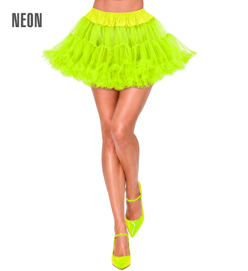 Neon gele tutu dames korte tulerok met ruches