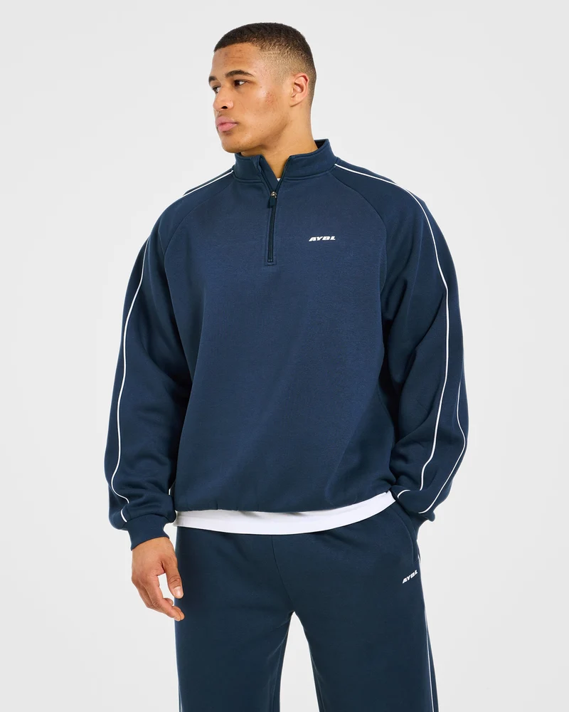 Restore Oversized 1/4 Zip Pullover - Navy Blue