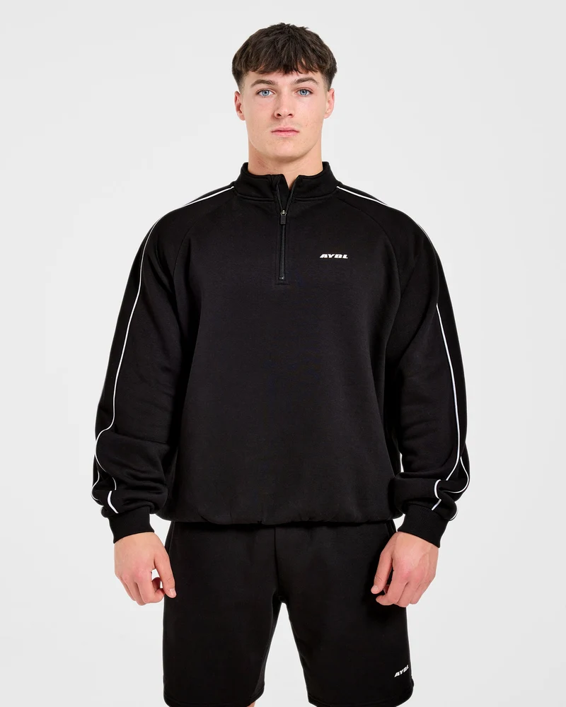 Restore Oversized 1/4 Zip Pullover - Black