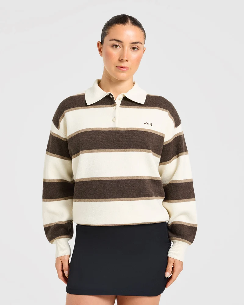 Signature Relaxed Knitted Polo - Beige/Bruin