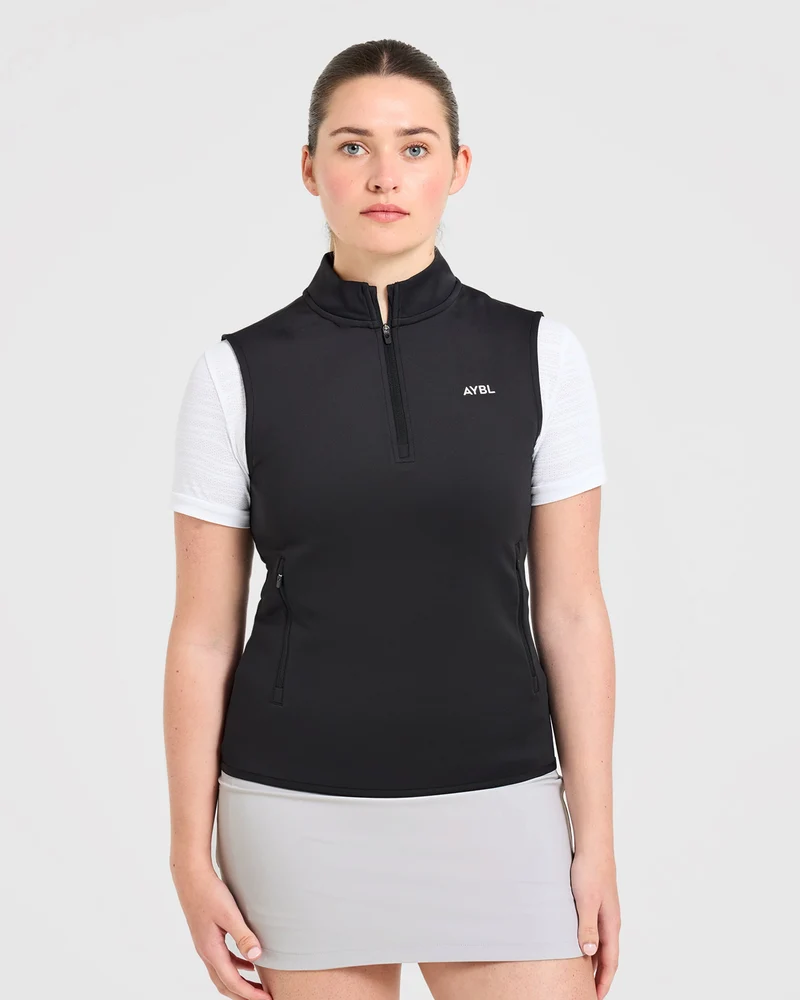 Classic 1/4 Zip Vest - Zwart