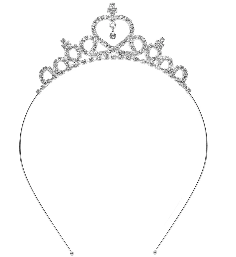 Tiara strass met hanger zilver dames en meisjes
