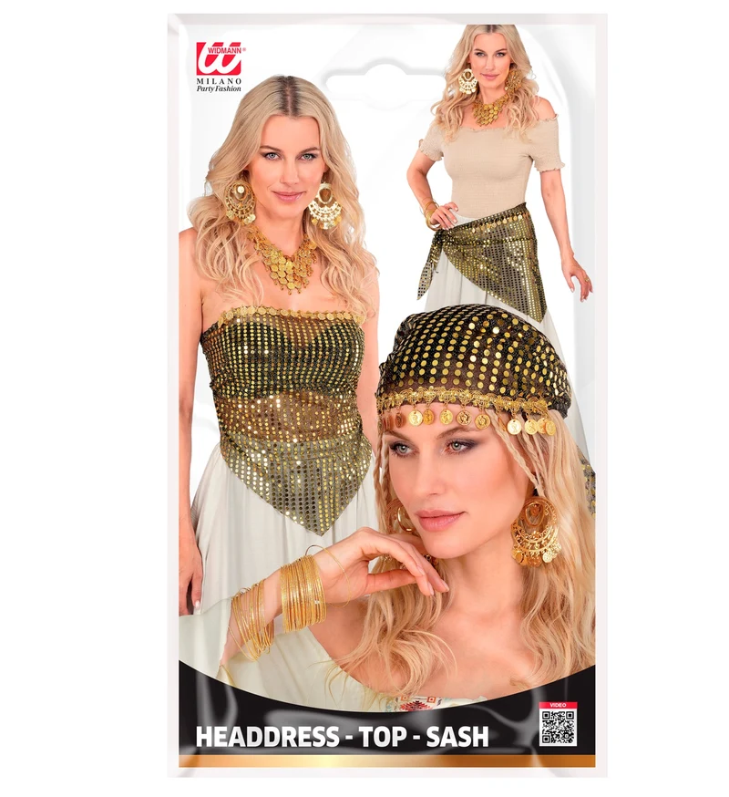 Multifunctionele pailletten doek goud met munten voor dames