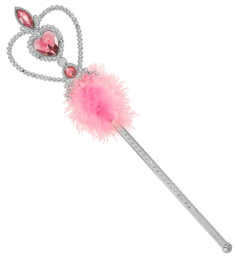 Toverstaf prinsessen met marabou zilver roze voor meisjes en dames