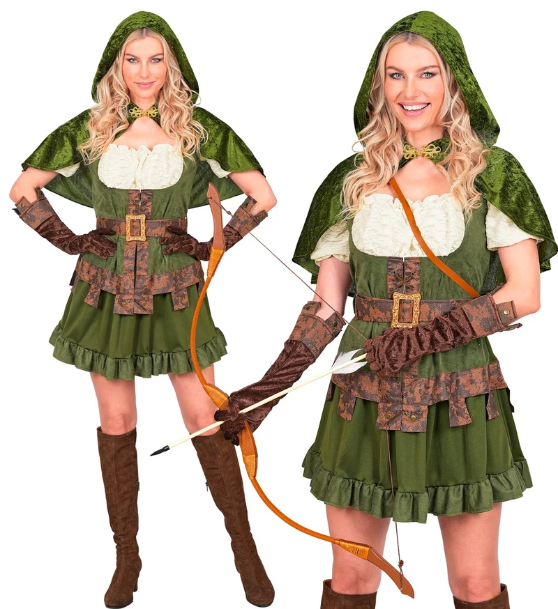 Robin van Sherwood jurk dames groen met capelet