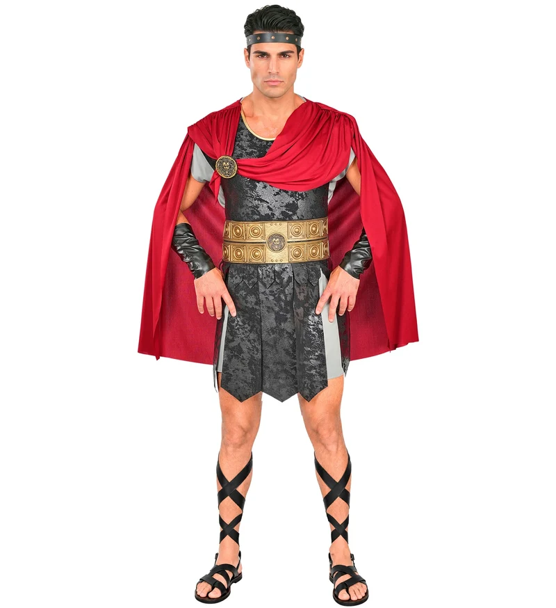 Romeins centurion kostuum heren grijs met rode cape