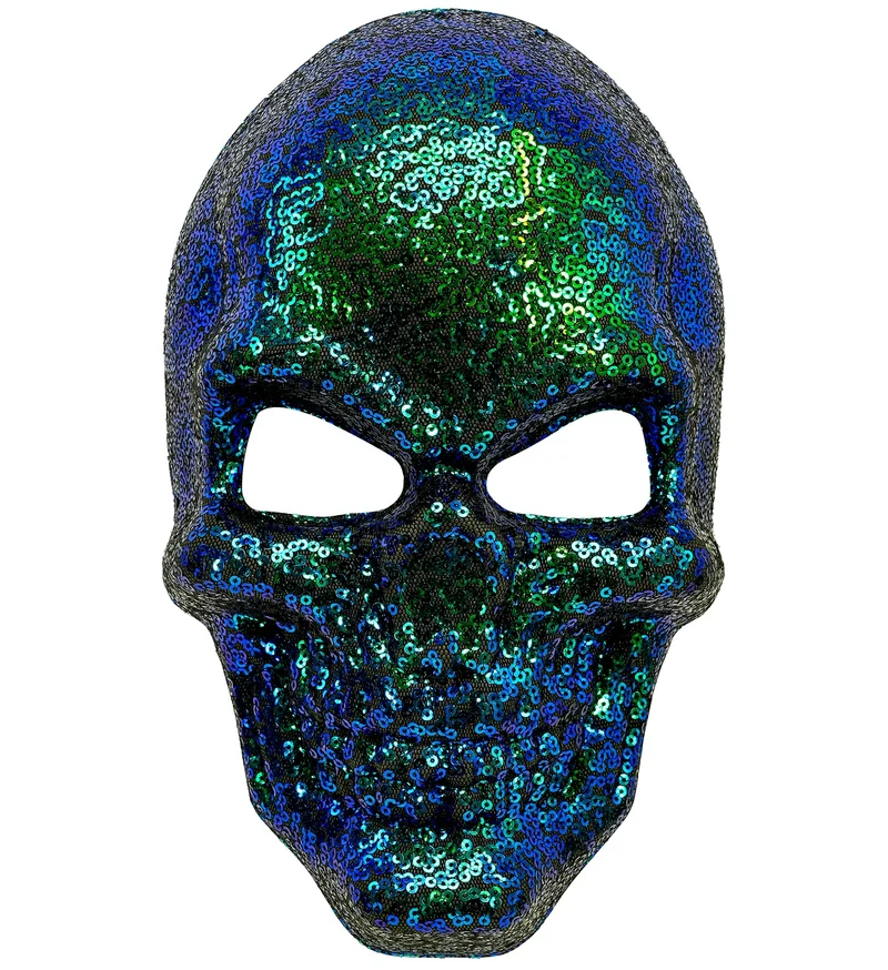 Schedel masker pailletten blauw groen dames en heren