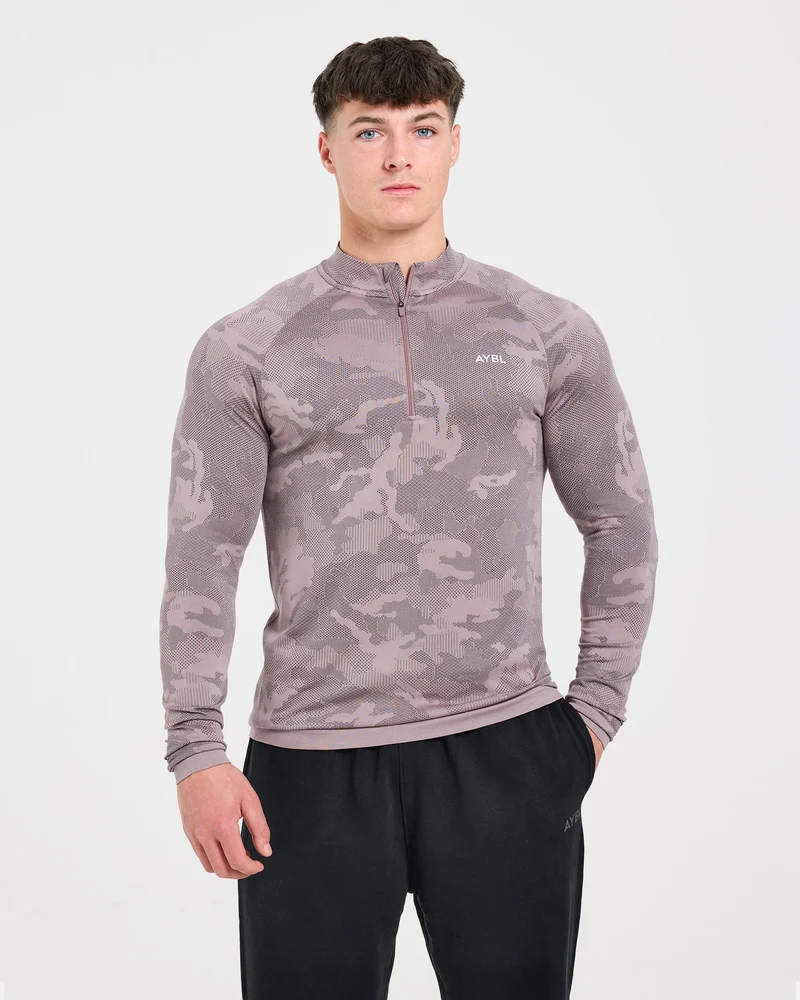 Camo Seamless 1/4 Zip Pullover - Woodland Taupe