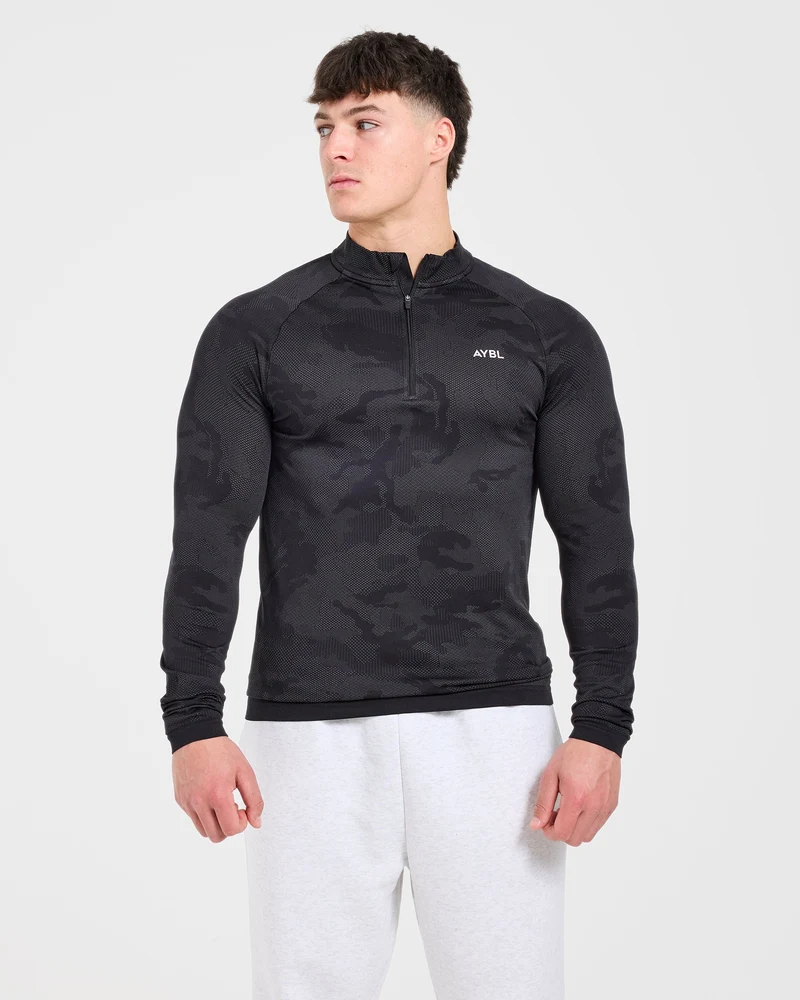 Camo Seamless 1/4 Zip Pullover - Zwart