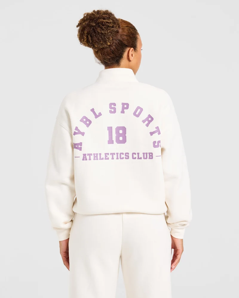 AYBL Sports 18 Oversized 1/4 Zip Pullover - Off Wit