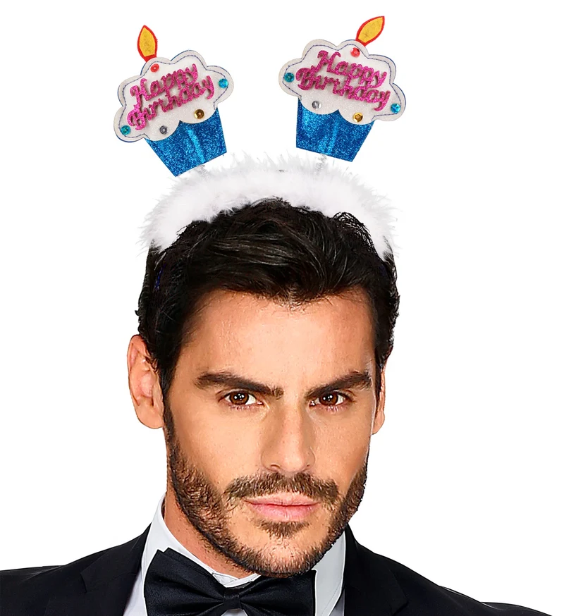 Diadeem happy birthday cake blauw