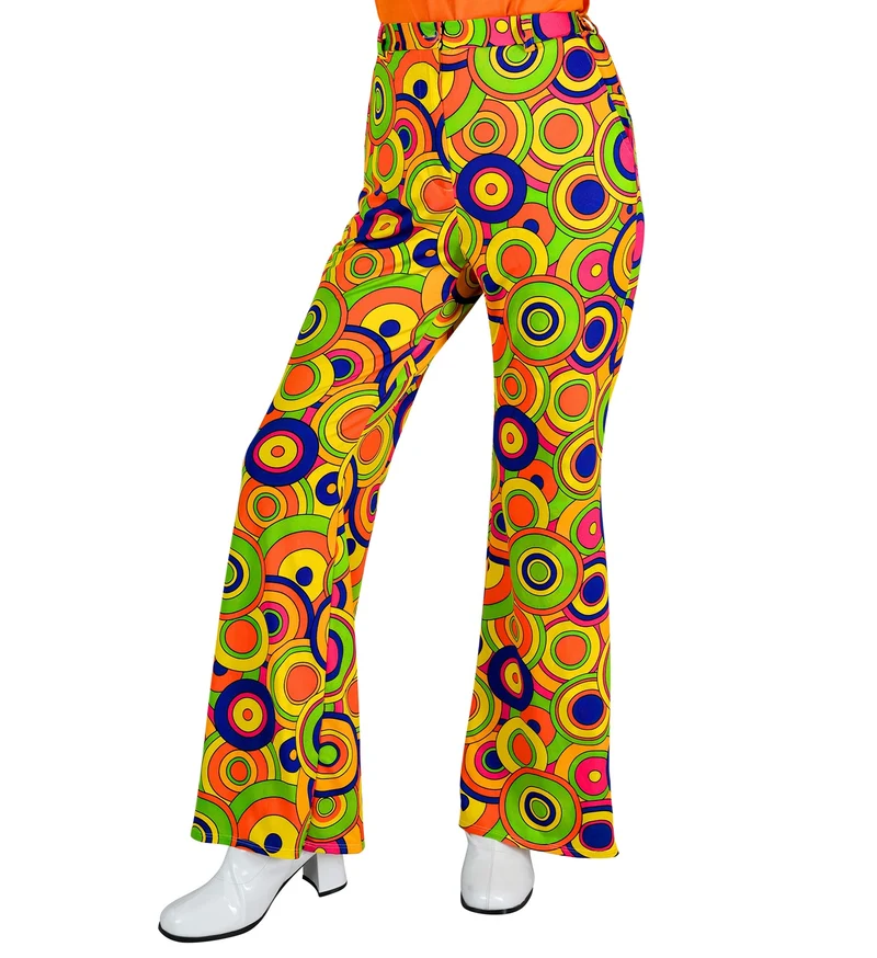 Jaren 70 broek groovy cirkels dames