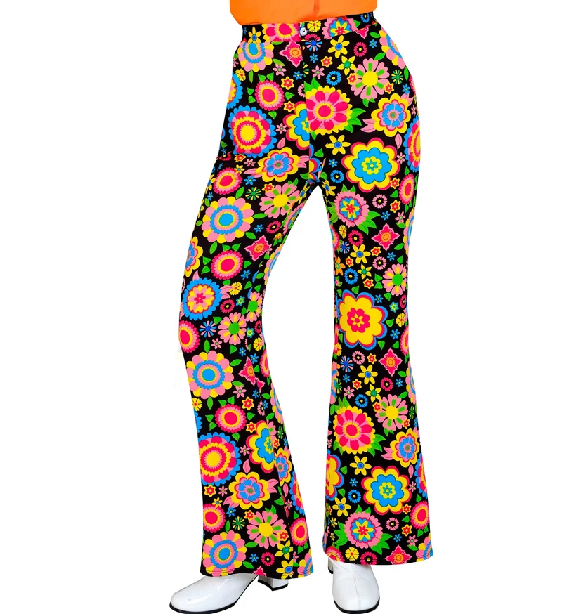 Jaren 70 broek bloemenfeest dames