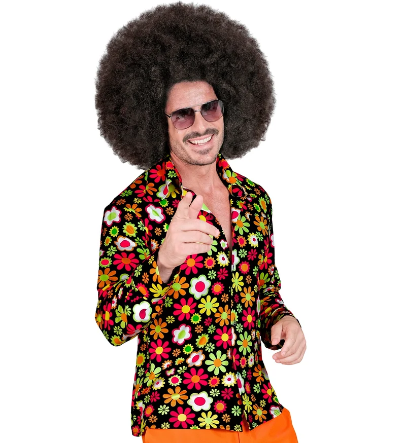 Jaren 70 shirt flowers heren
