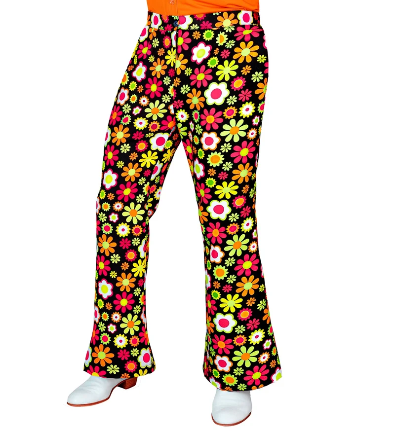 Jaren 70 broek flowers heren