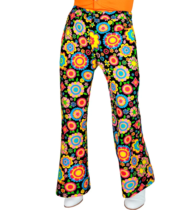 Jaren 70 broek bloemenfeest heren