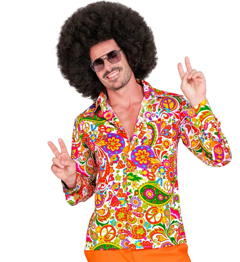 Jaren 70 shirt peace party heren