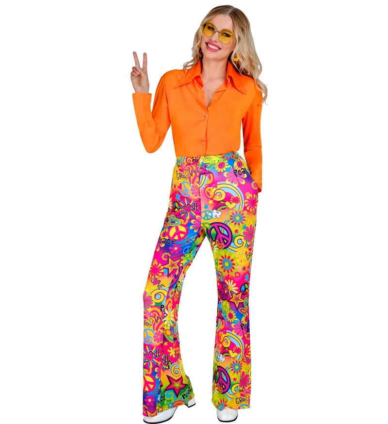 Jaren 70 broek love&peace dames