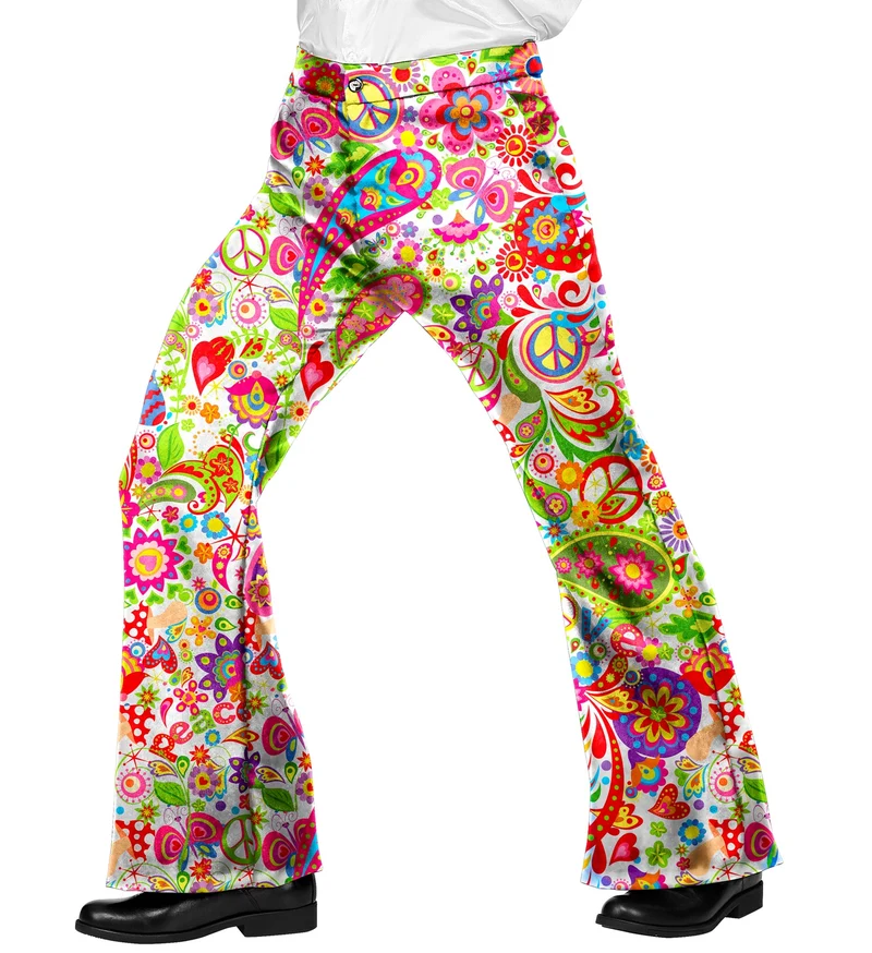Jaren 70 broek peace party heren
