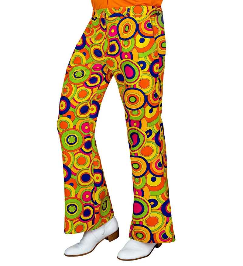 Jaren 70 broek groovy cirkels heren