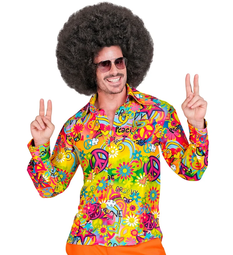 Jaren 70 shirt love&peace heren