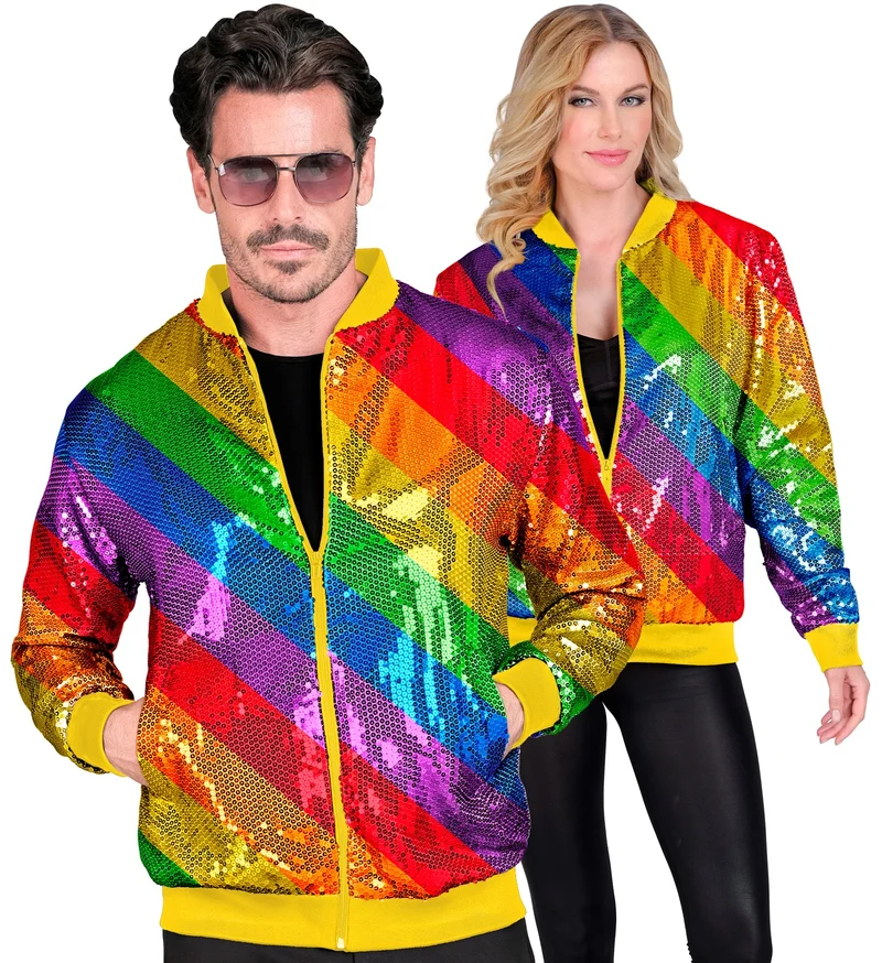 Bomberjas pailletten regenboog