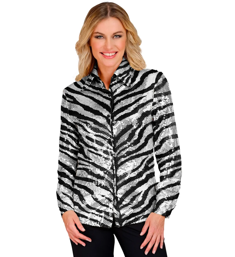 Paillettenshirt dames Zebra