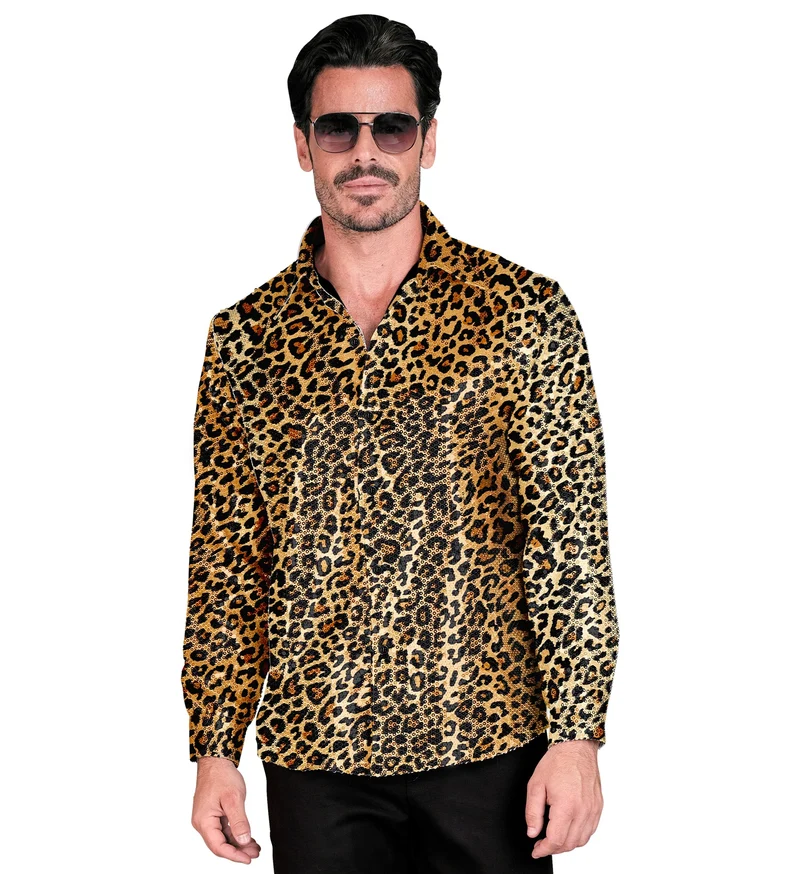 Paillettenshirt heren luipaard