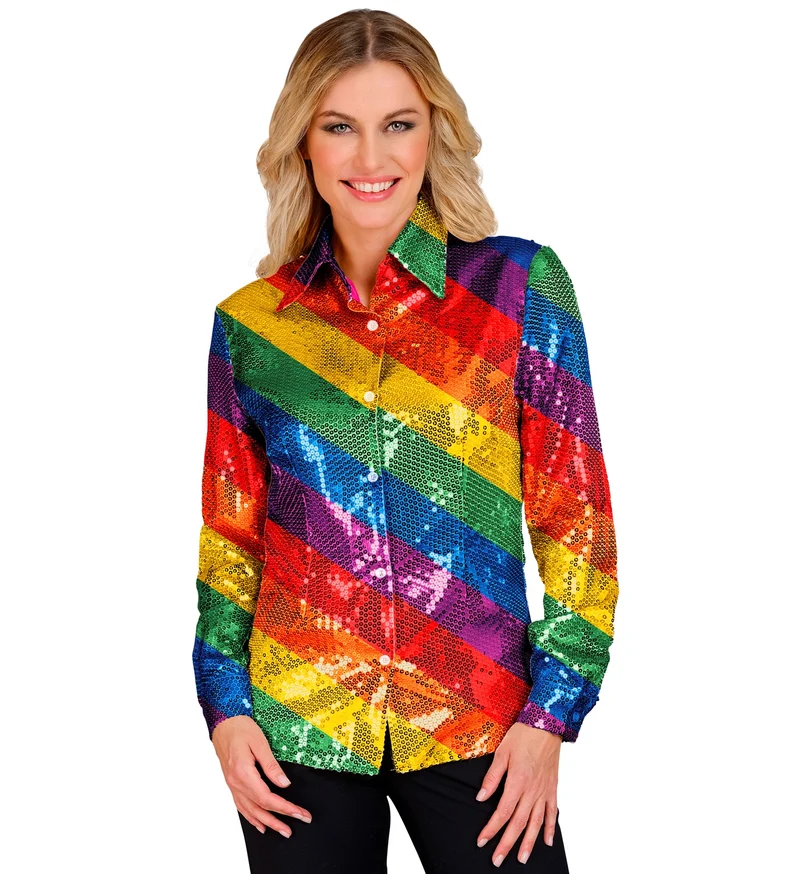 Paillettenshirt dames Lisa regenboog
