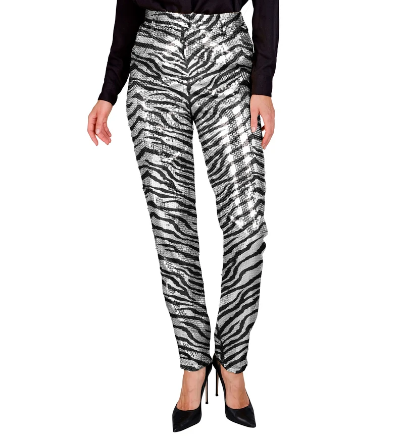 Paillettenbroek Mara zebra silver