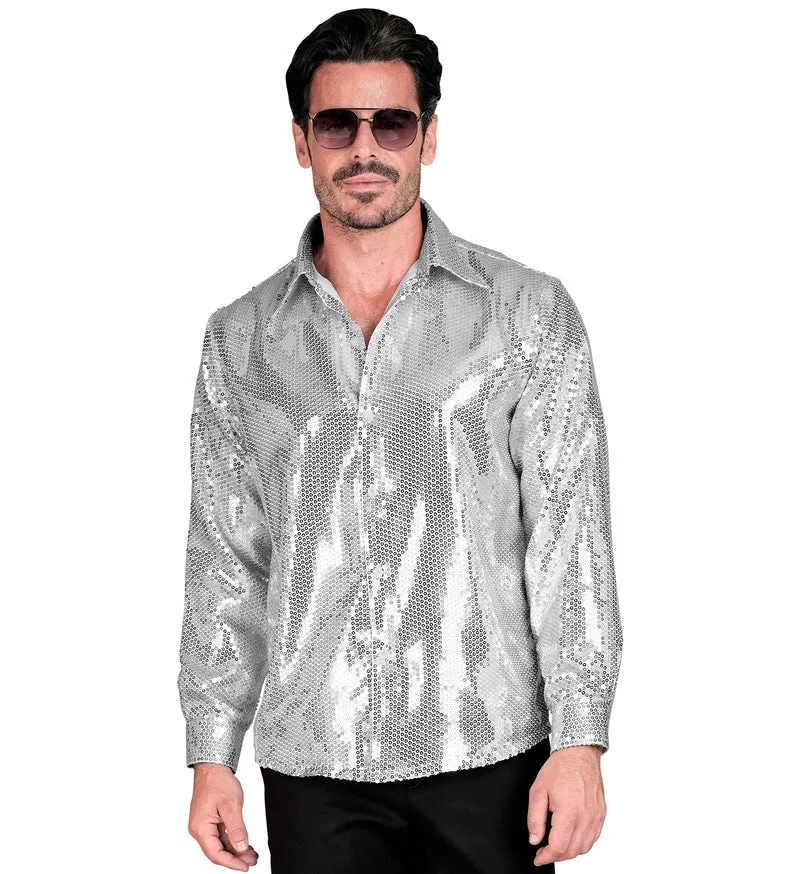 Paillettenshirt heren Marco zilver