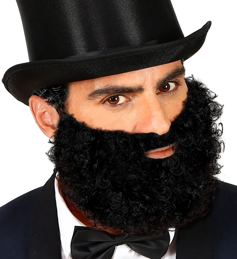 Krullende baard met snor Leonardo, zwart