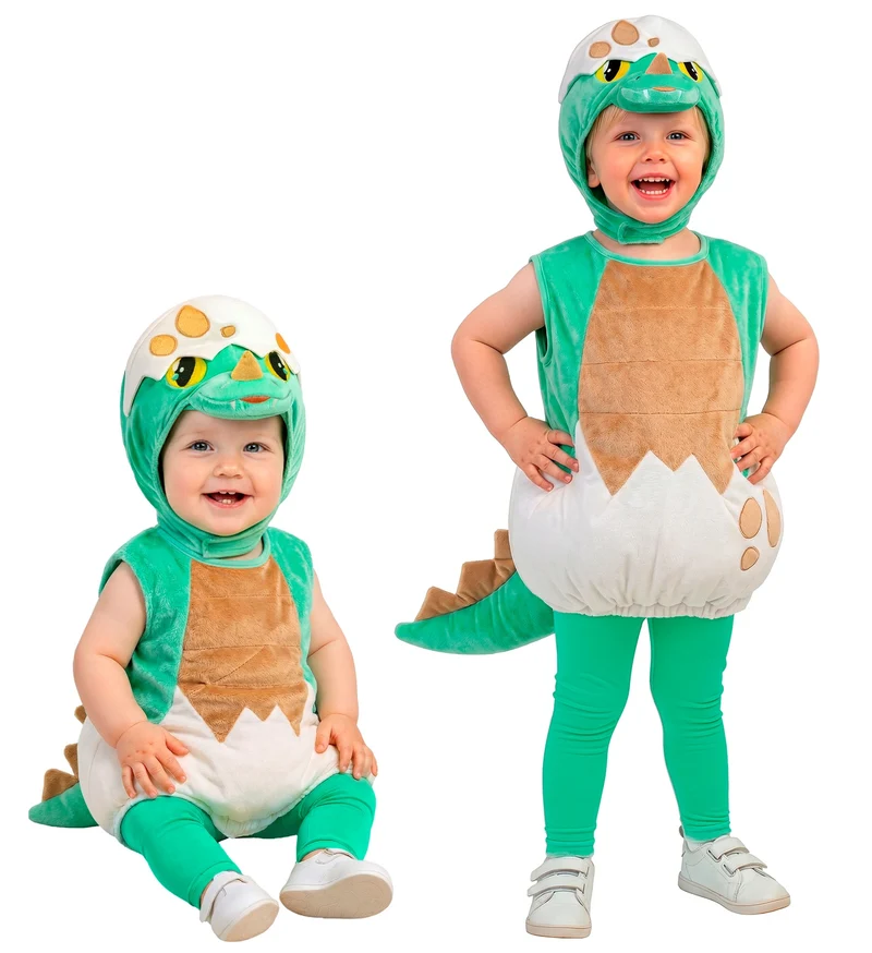 Dinosaurus kostuum baby jongens groen met staart en kap