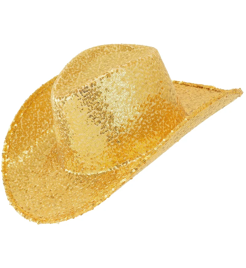 Cowboy hoed pailletten goud dames en heren