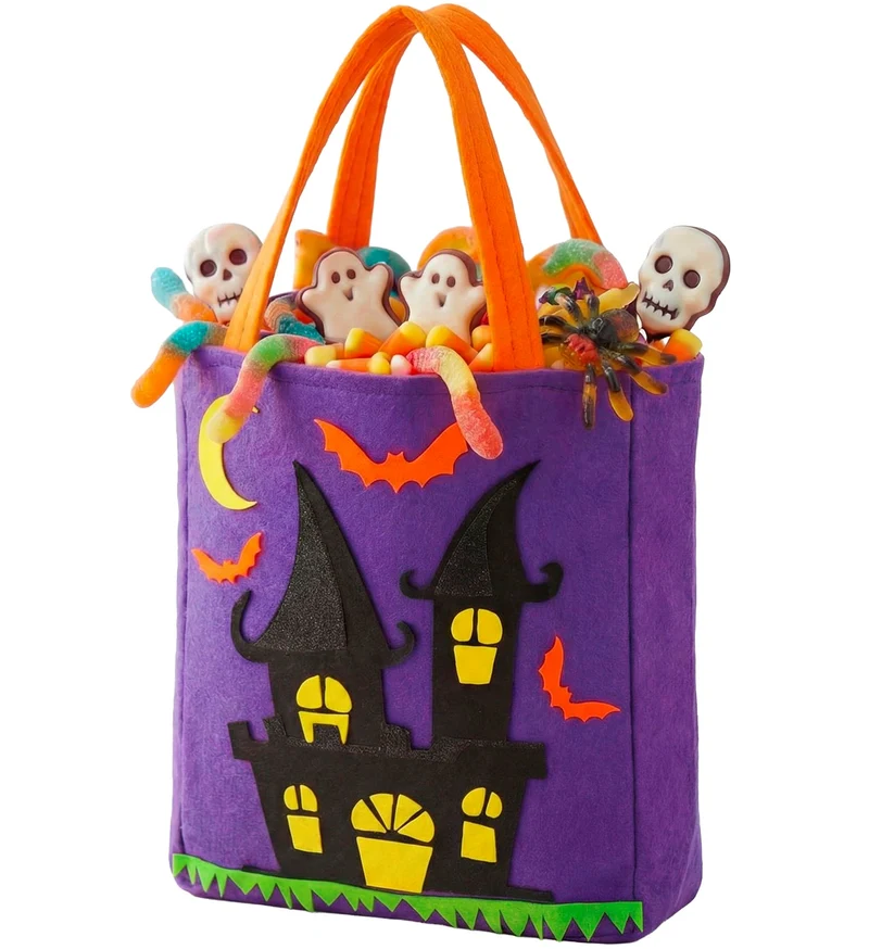 Trick-or-treat tas spookhuis paars kinderen