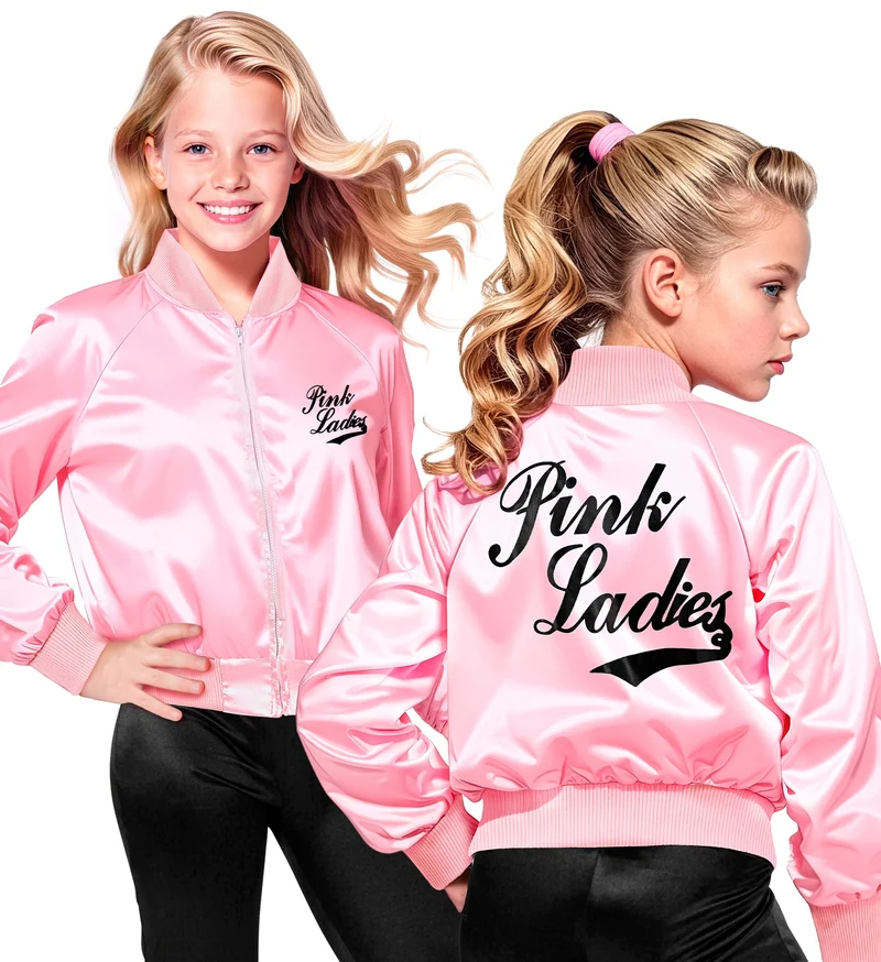 Jaren 50 satijnen jasje roze voor meisjes