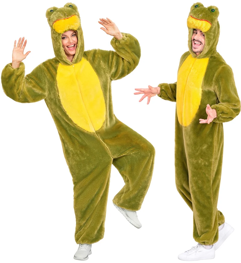 Kikkerpak volwassenen groene pluche jumpsuit met masker