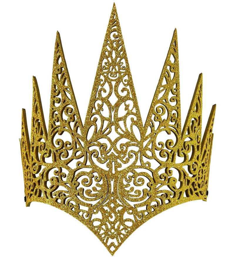 Gouden kroon met glitter en hoge punten dames en heren