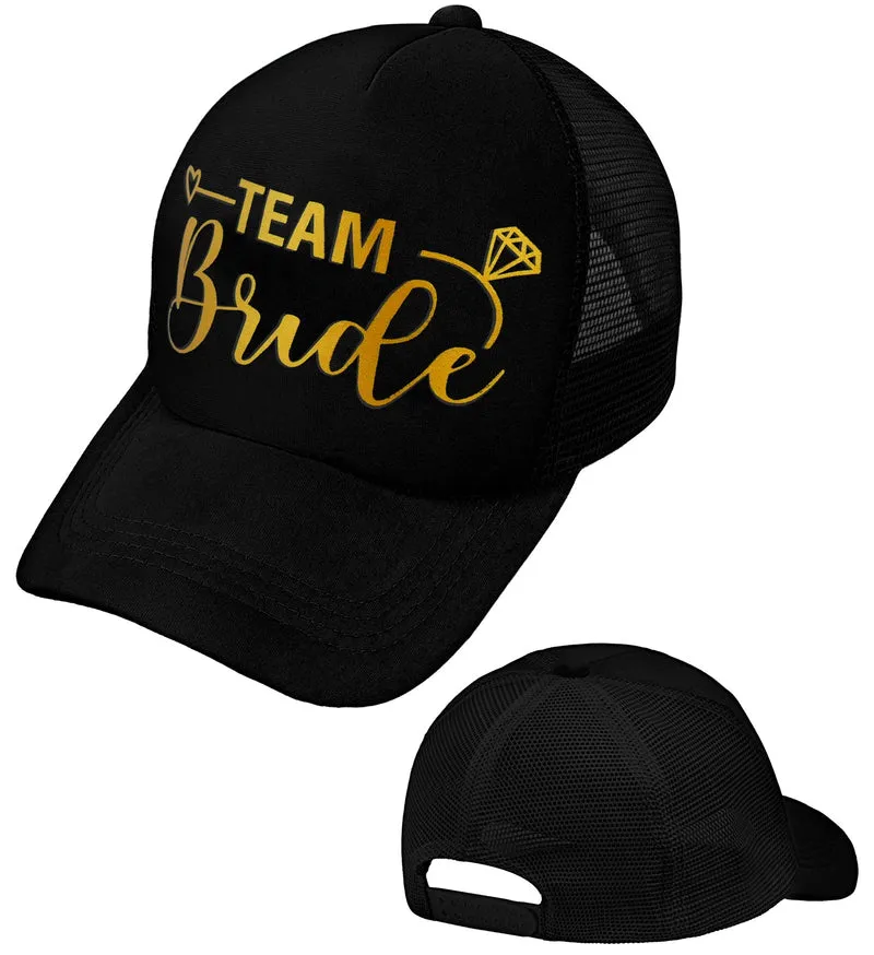 Team Bride pet zwart met gouden opdruk voor dames