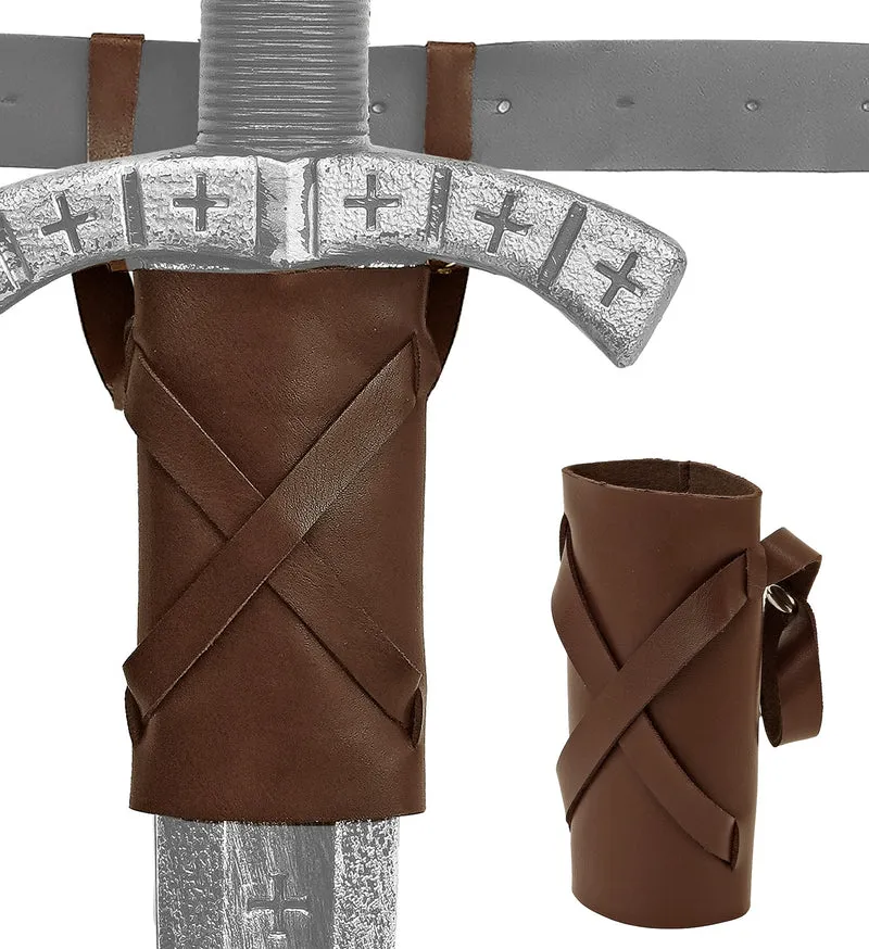 Zwaard holster bruin met riemlussen en drukknopen
