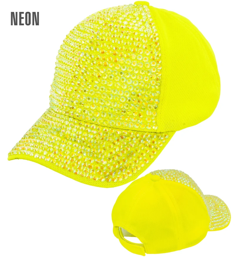 Pet met strass neon geel dames en heren