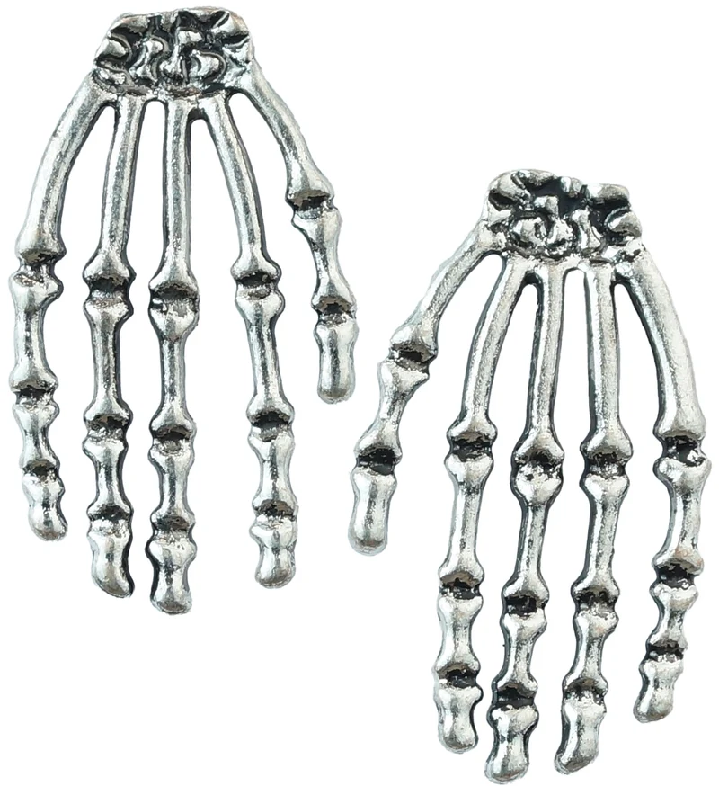 Oorbellen skelethand zilver voor dames