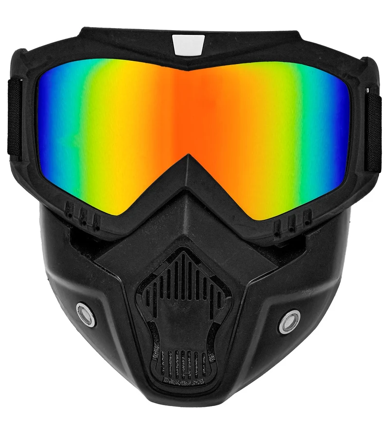 Tactisch masker met regenboog spiegelglazen zwart