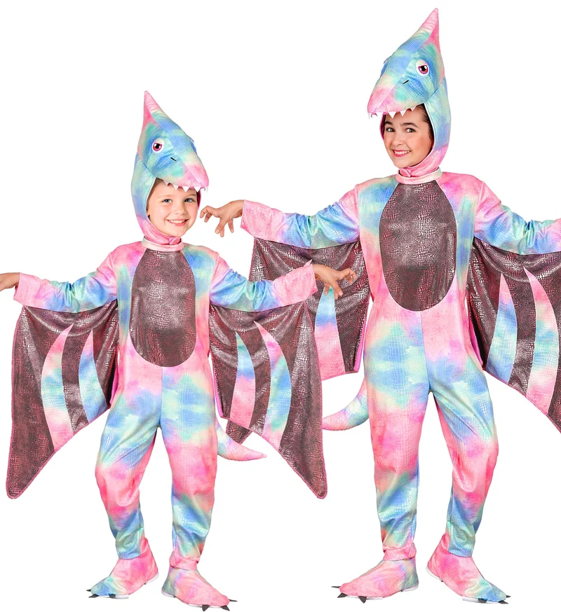 Pterodactyl jumpsuit meisjes pastel met vleugels en kap