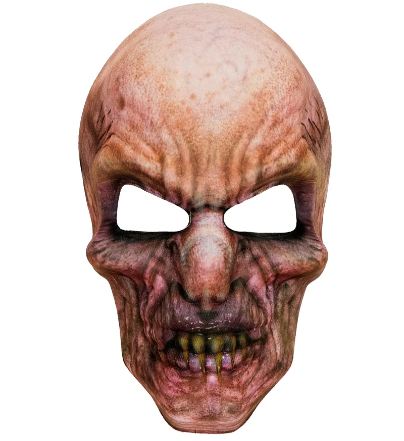 Zombie masker van stof voor heren, verweerd gezicht