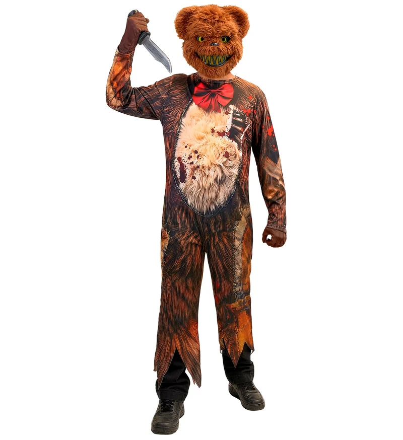 Zombie beer jumpsuit jongens bruin met berenmasker