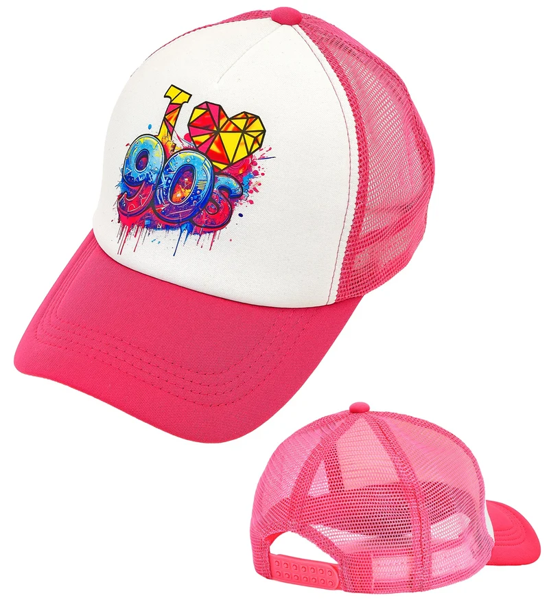 Pet jaren 90 roze wit met graffitiprint dames en heren