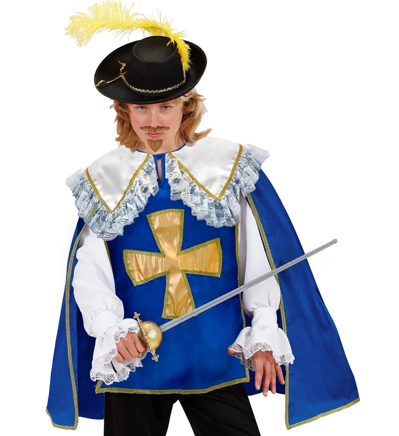 Musketier jas jongens blauw met gouden kruis