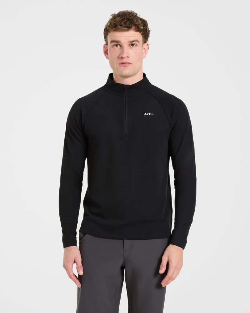 Precision Hybrid 1/4 Zip Pullover - Black